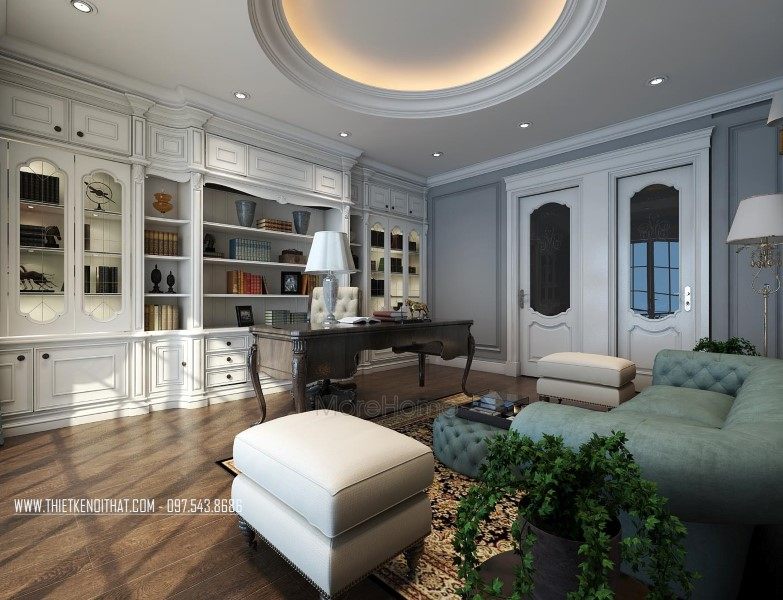 Thiết kế nội thất phòng làm việc nhà liền kề khu đô thị Văn Quán